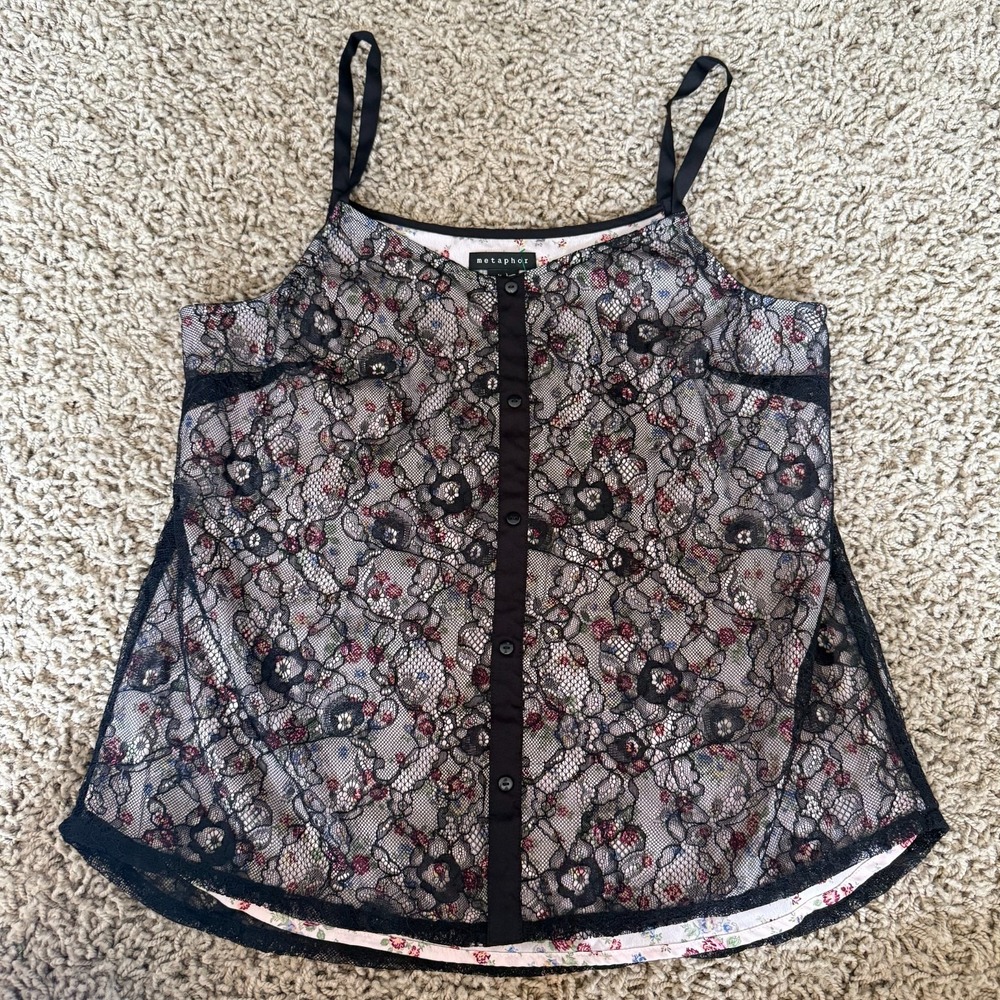 Metaphor Y2K Lace & Floral Fairycore Cami Tank Top Retro Festival - Large - Picture 11 of 11